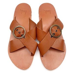 RARE Beek The Crow Tan Criss-Cross Leather Sandals